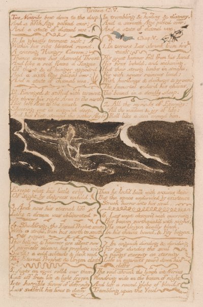 The First Book of Urizen, Plate 16, Two Nostrils Bent Down to the Deep.... (Bentley 13) by William Blake